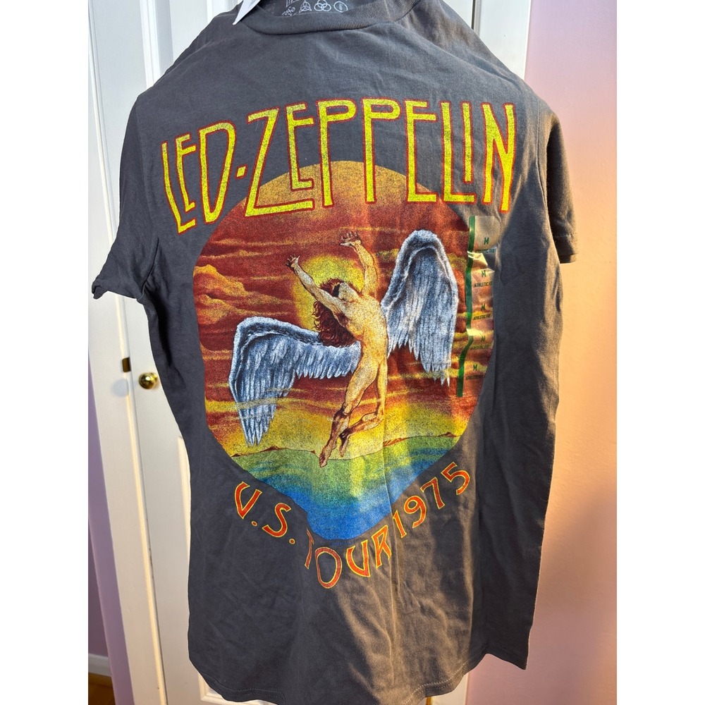 Led Zeppelin US Tour 1975 Graphic Tee Charcoal Gray Shirt TSM66NWLEDTA01 Mens M